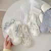 Women's Summer Slim Hollowed-out Small Floral School Style Boat Socks