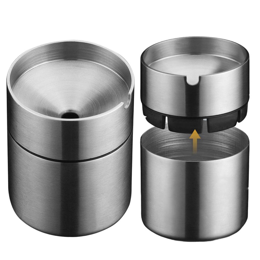 Car Ashtray with Lid Metal Auto Ashtray Smell Proof Cigarette Ashtray Stainless Steel Cigarette Ash Holder Car Interior Accessor