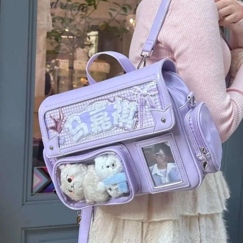 Cute Transparent Ita Bag Large Capacity Crossbody Shoulder Bag For Lolita Badge Display