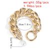 Goth Vintage Imitation Pearl Pendant Bracelet Women Hip Hop Heavy Metal Chunky Lock Chain Bangles Couple Friends Hand Jewelry