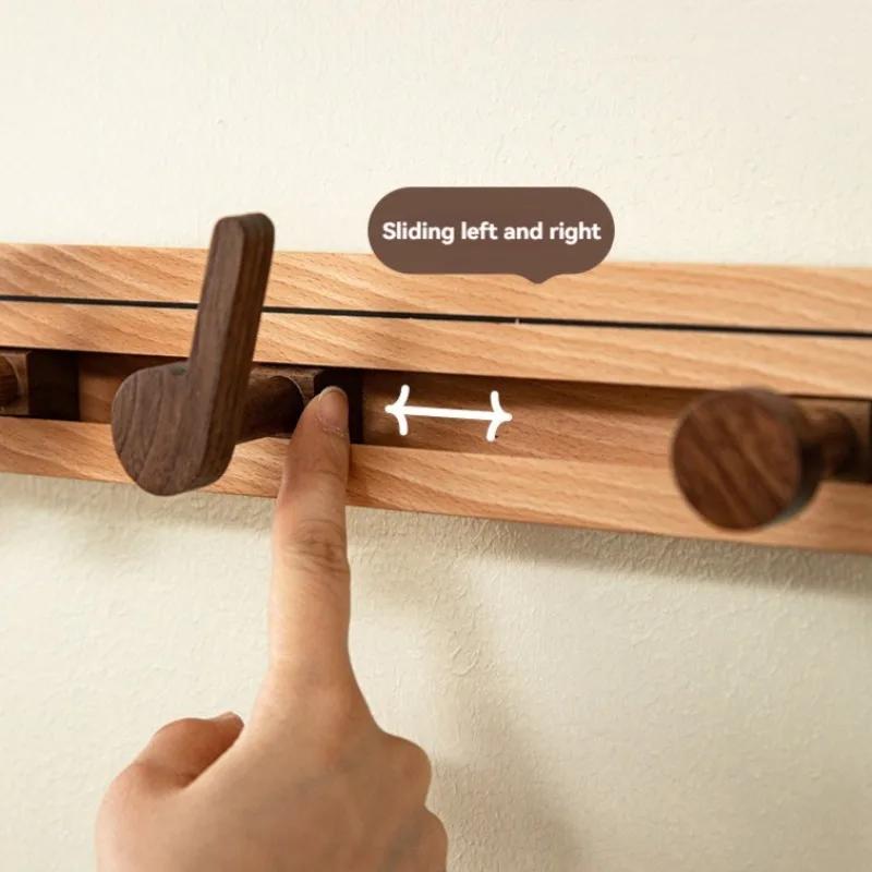 Nordic Solid Wood Coat Rack Wall Mounted Creative Towel Holder Mobile Musical Note Clothes Rack Storage Shelves Furniture