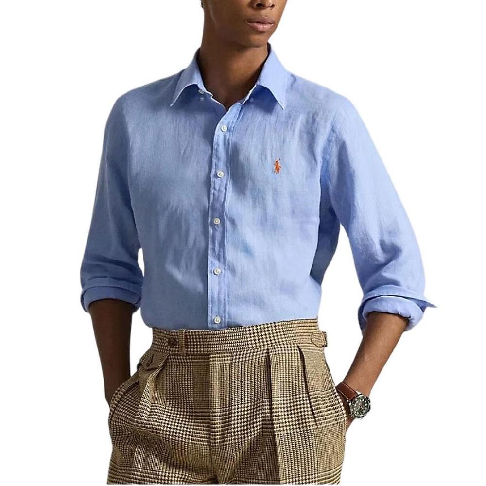 Polo Ralph Lauren Solid Color Linen Small Pony Embroidered Shirt Men shirts 710966294-509