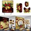Elegant Christmas Shower Curtain And Toilet Mat Set For Stunning Holiday Home Decor