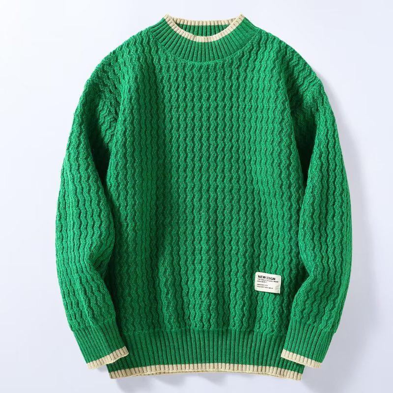Herren American Style Rundhals Strickpullover - Trendy, Vielseitiges Herbst/Winter Lockerer Pullover Top M grün
