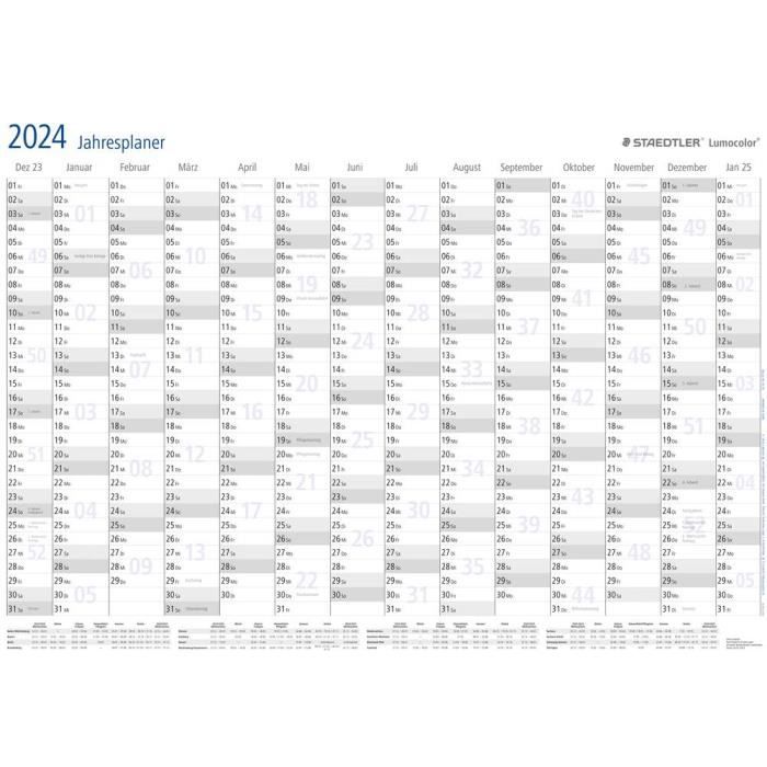 Calendrier mural - Staedtler - Lumocolor® 641 YP - 12 mois/1 page - 420x297 mm - Bleu/Noir