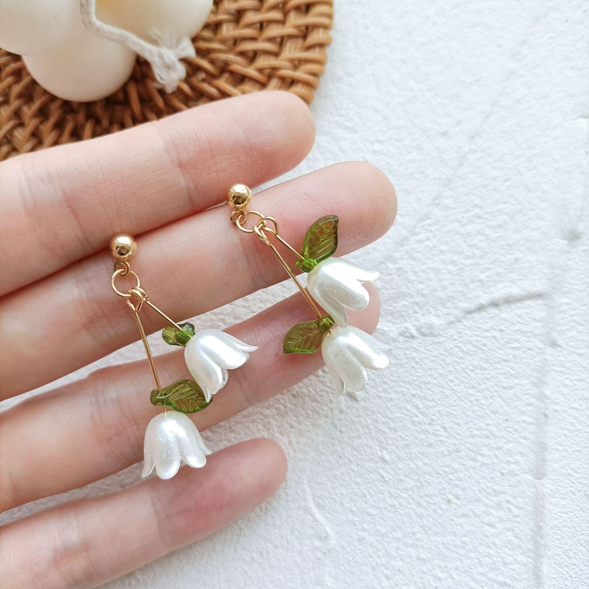 

Серьги из нержавеющей стали с имитацией жемчуга «Ландыш» простого серебряного цвета для женщин и девочек