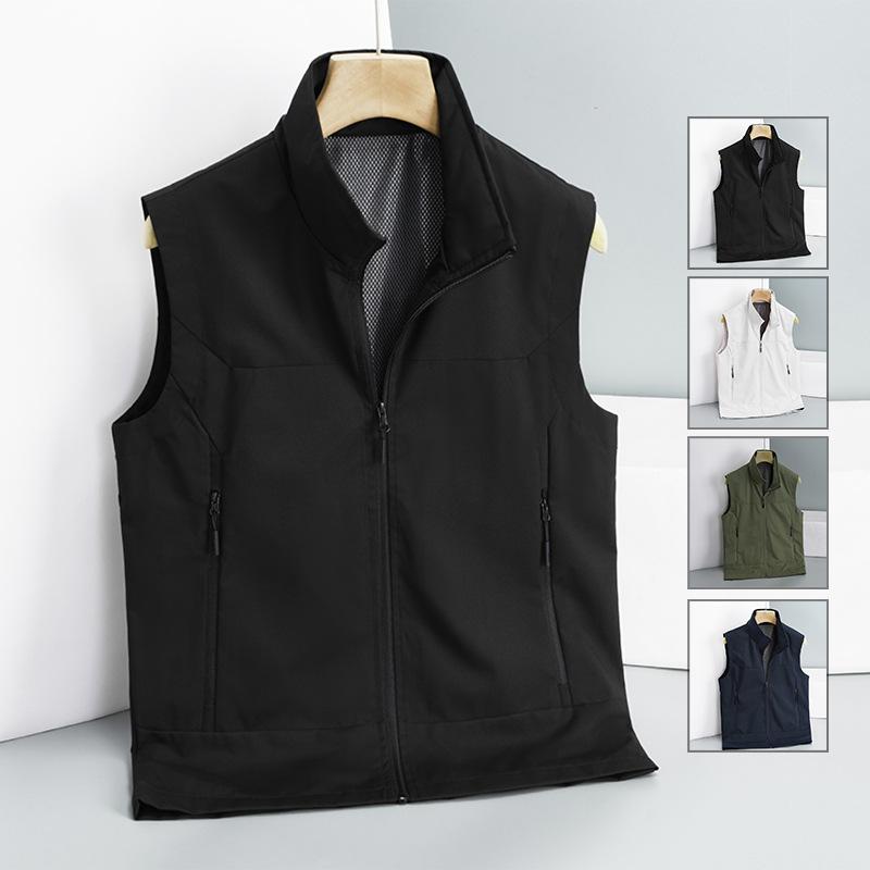 Outdoor Frühling und Herbst Angelweste Herren Locker Bergsteigen Fotografie Weste Jacke Strickjacke Stehkragen Weste Herrenweste