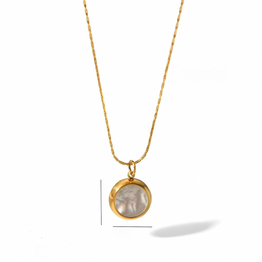 Style Geometric Cat Eye Stone Necklace For Women With Stainless Steel Chain