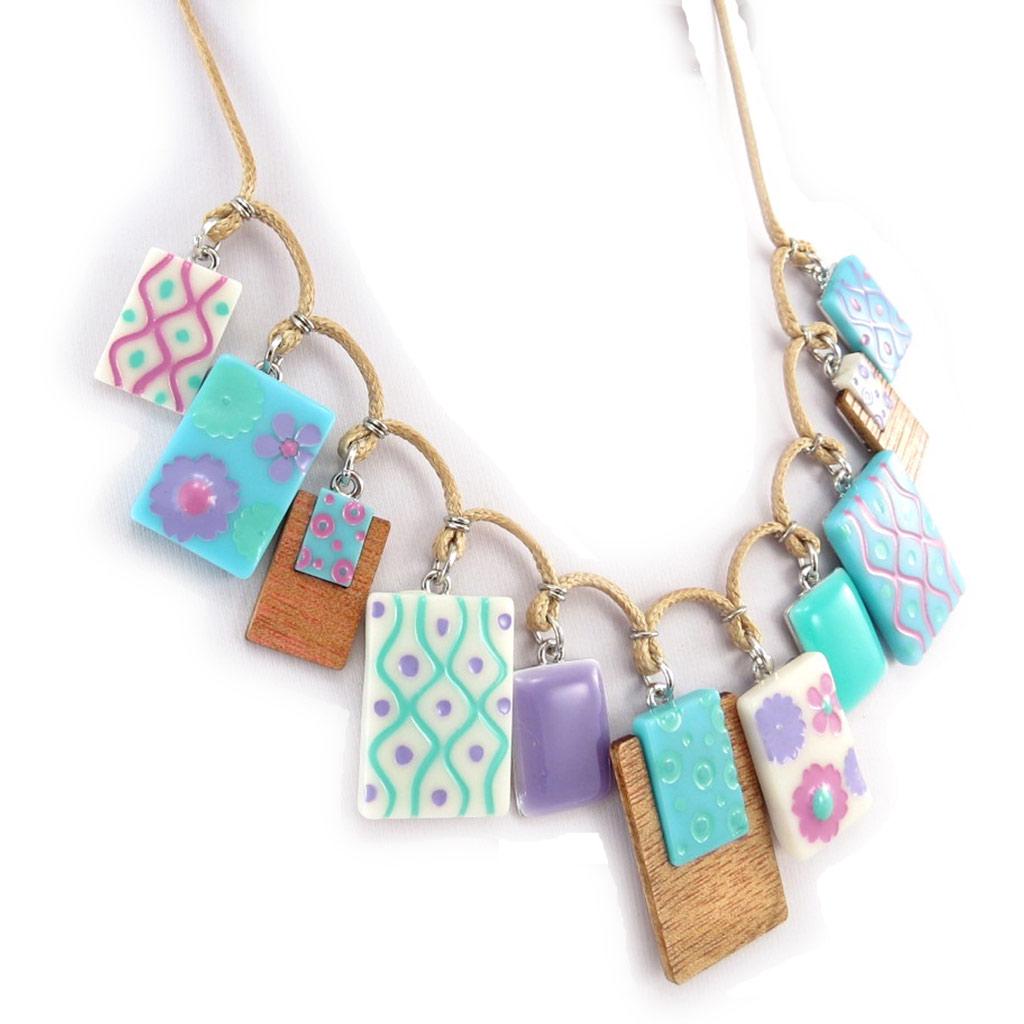 NOA [K0187] - Collier Créateur 'Bora Bora' turquoise mauve