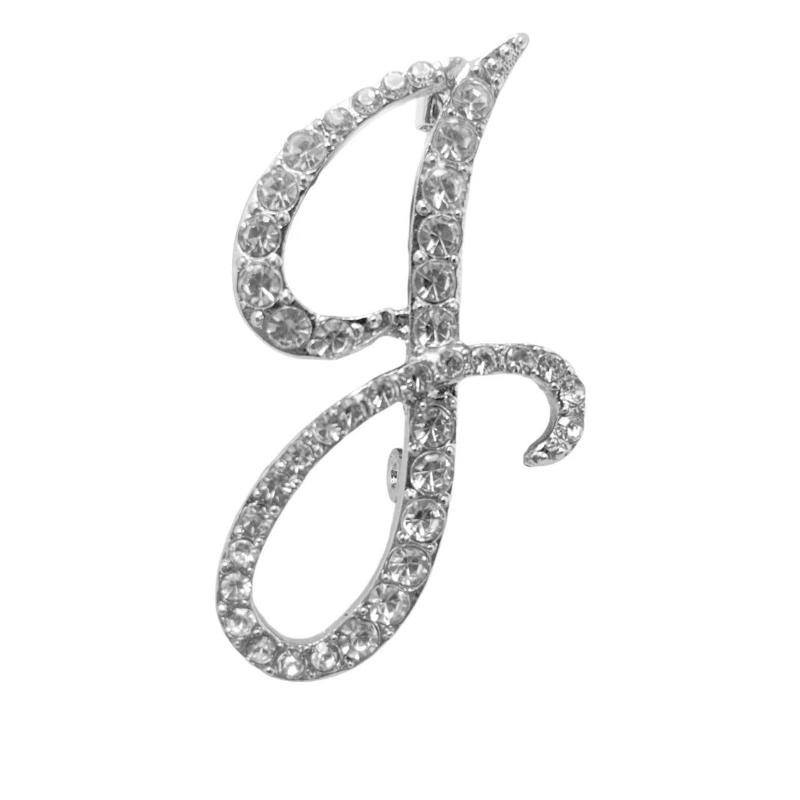 Fashion Alphabet Letter Brooch Pin Full Crystal Rhinestone Encrusted Minimalist Clothing Accessory For Women