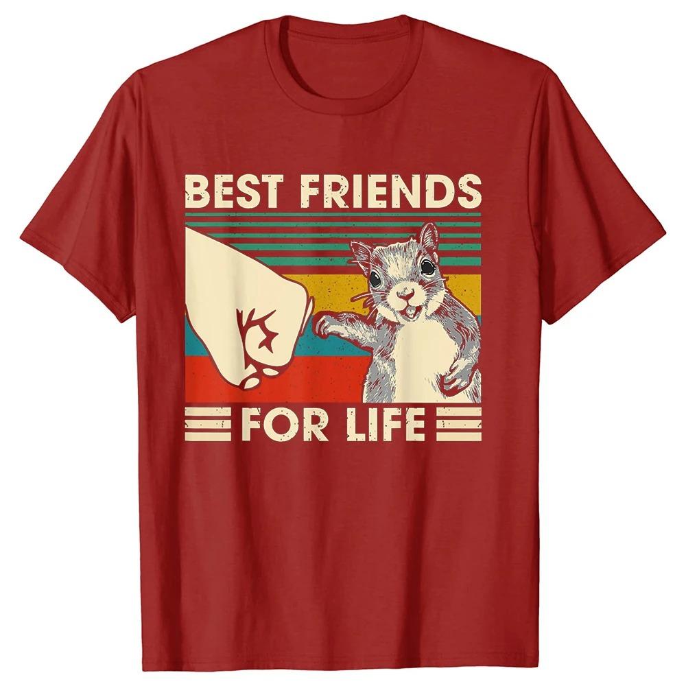 Funny Retro Vintage Squirrel Best Friend for Life T Shirts Graphic Cotton Streetwear Birthday Gifts Summer Style T-shirt