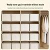 Long Narrow Fabric Storage Box with Visual Window for Clothes - Home Organizer with Steel Frame, Large Capacity