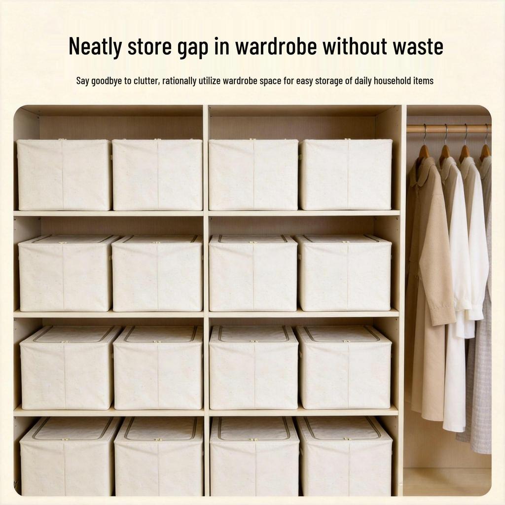 Long Narrow Fabric Storage Box with Visual Window for Clothes - Home Organizer with Steel Frame, Large Capacity
