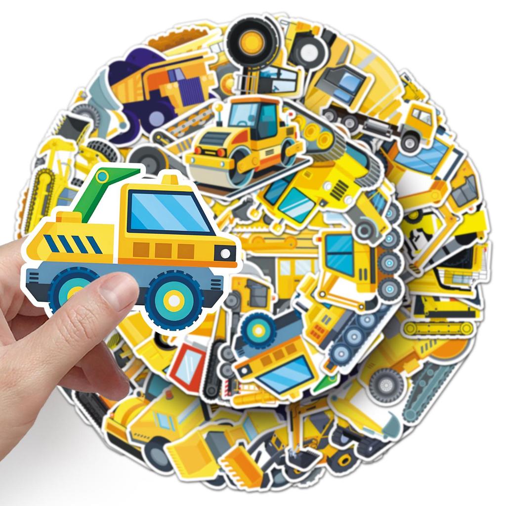 50 Construction Vehicle Graffiti Stickers for Kids' Decor & Journals