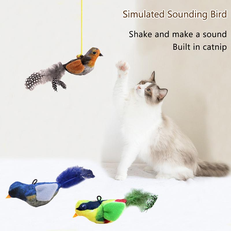 Cat Interactive Toys Catnip Bird (With Catnip) Dog Cats Touch-Activated Squeaky Pet Plush Toy Bite-Resistant Hanging Cat Toy