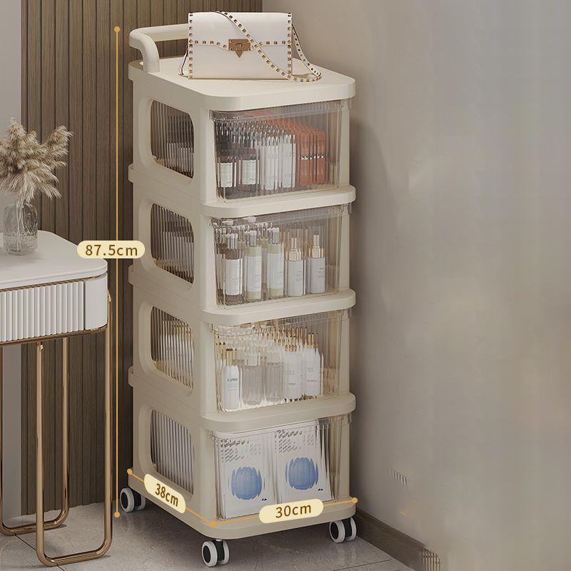 Multi-Layer Trolley Rack Storage Detachable Mobile Bedroom Study Living Room Kitchen Sundries Storage Shelf Transparent Trolley
