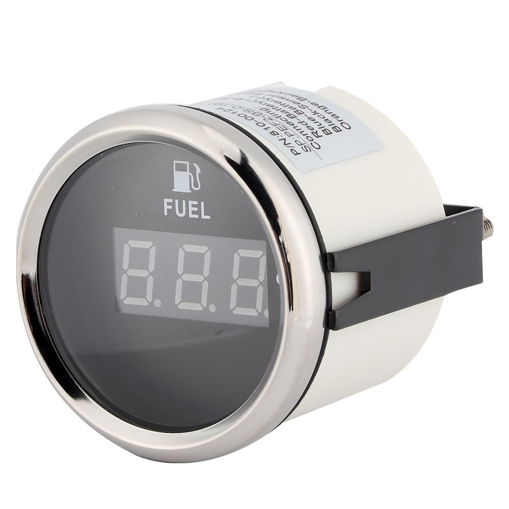 

2 в 1 190 Ом Цифровой указатель уровня топлива Процент для 12 В 24 В Яхта Лодка Кэт Мотоцикл Черный циферблат Серебристая рамка