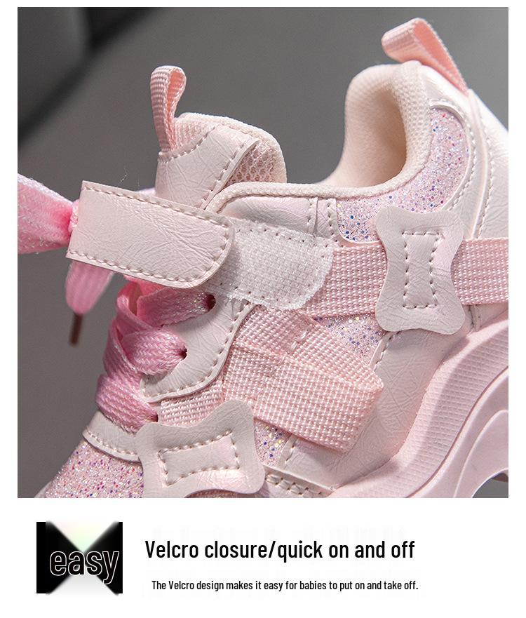 Girls' Lightweight Non-Slip Sports Shoes - Spring 2026 Soft Sole Fashion for Middle & Big Kids