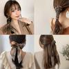New Chiffon Tie Dye Print Long Hair Ribbon Scrunchies Elastic Hair Bands Women Girls Bow Ponytail Holder Hair Ties Accessories
