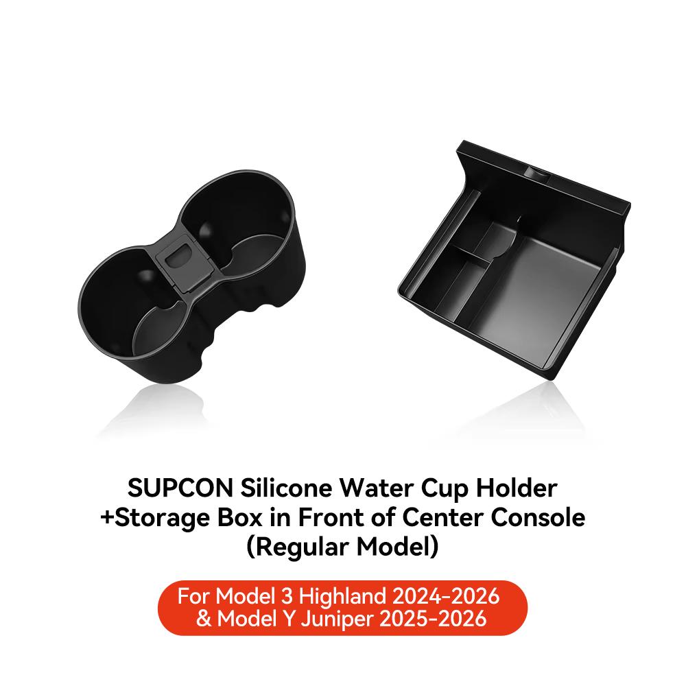 YZ For Tesla Model 3 Highland 2024 Model Y juniper 2025 Storage Box Center Armrest Hidden Box Cup Holder Organizer Accessories