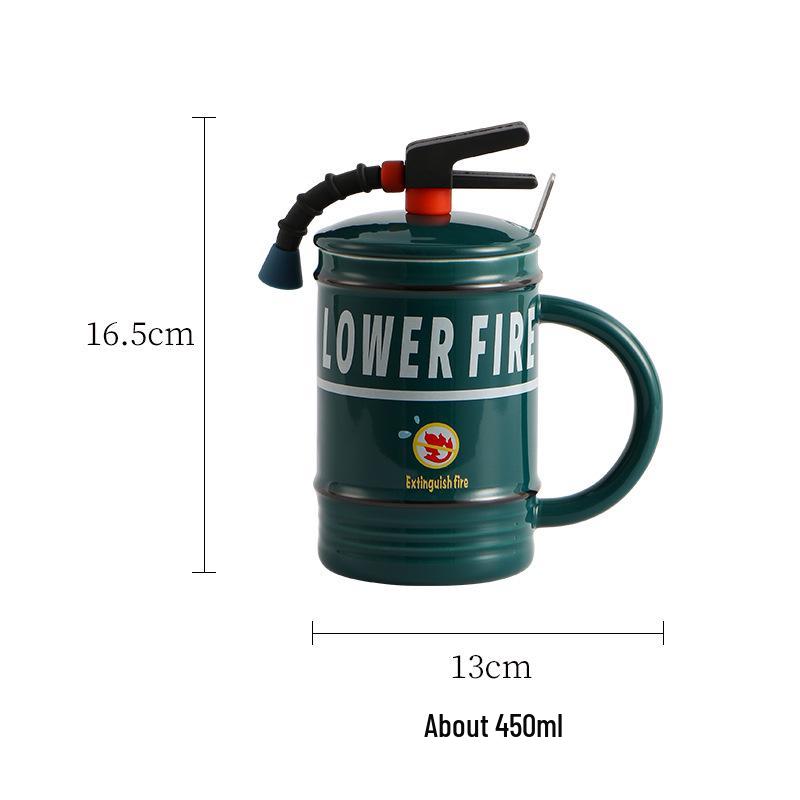 

Fire Extinguisher Novelty Ceramic Cup with Lid and Spoon for Office Use 401-500ml