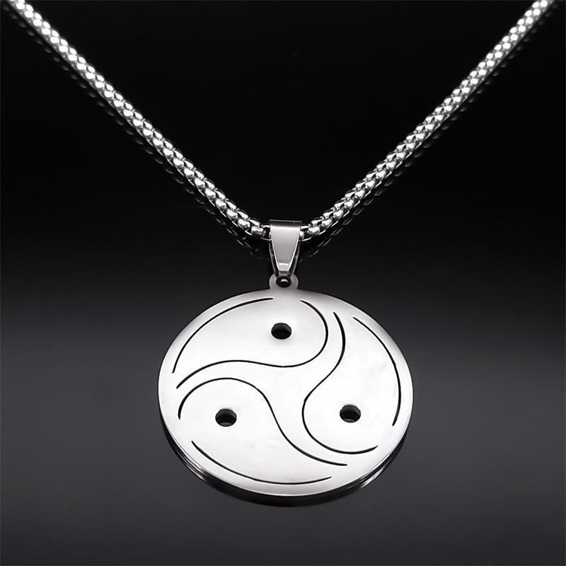 Trendy BDSM Symbol Pendant Necklace for Men Women Stainless Steel Silver Color Necklace Hip Hop Party Chain Jewelry N8096S06
