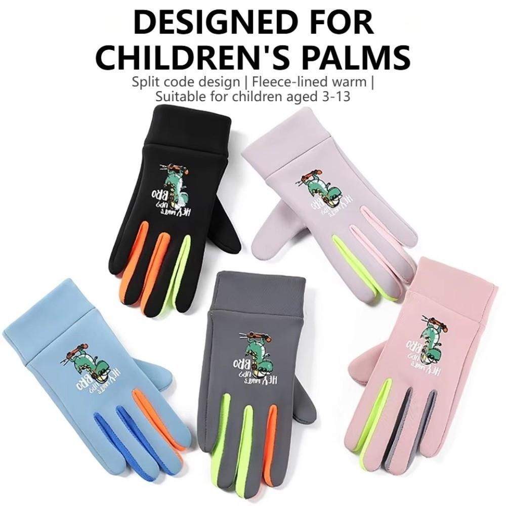 Windproof Children Cycling Gloves Cartoon Dinosaur Sports Skiing Gloves Cute Kids Warm Gloves