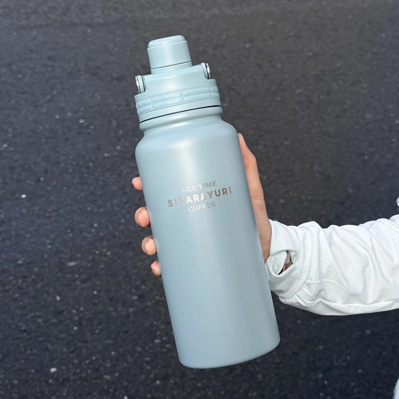 

800/1000ML Stainless Steel Thermos Bottle Insulated With Straw Vacuum Flask Outdoor Leak-proof Camping Hiking Sports Thermal Cup 800ml синій