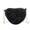 PU Leather Women Heart-shaped Crossbody Bag Large Capacity Lightweight Crossbody Bag Tote Bag Zipper Rose-shaped Chain Bag