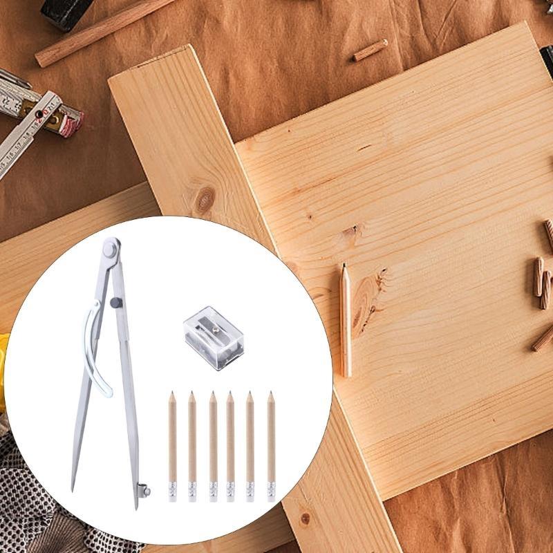 Compasses for Geometry, Compasses for Woodworking, 12inch Precisions Woodworking Compasses with Wing Divider and PencilHolder