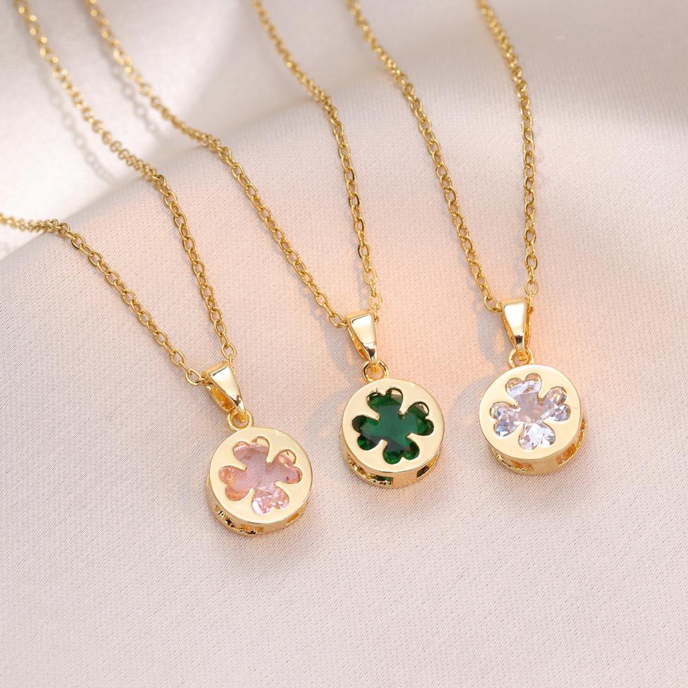 

Women s Minimalist Zircon Flower Pendant Necklace - Titanium Steel, Trendy Love Design