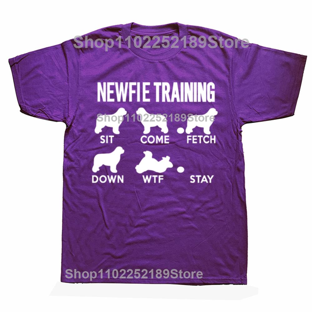 Funny Newfie Training Newfoundland Dog Tricks T-shirts Men Women's Fashion Casual Tshirt 100% Cotton Loose Oversized T Shirt