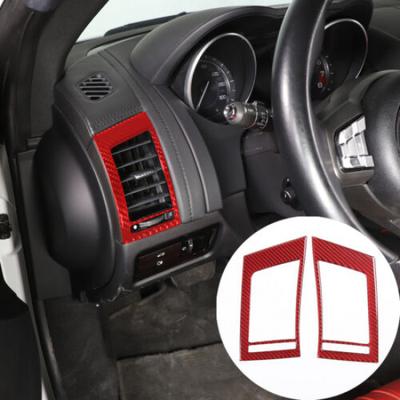 Red Carbon Fiber Side Air Vent Frame Trim Cover Sticker For Jaguar F-TYPE 13-22
