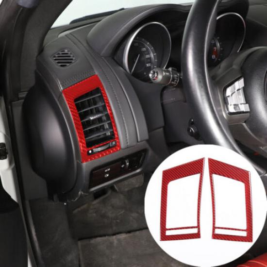 Red Carbon Fiber Side Air Vent Frame Trim Cover Sticker For Jaguar F-TYPE 13-22