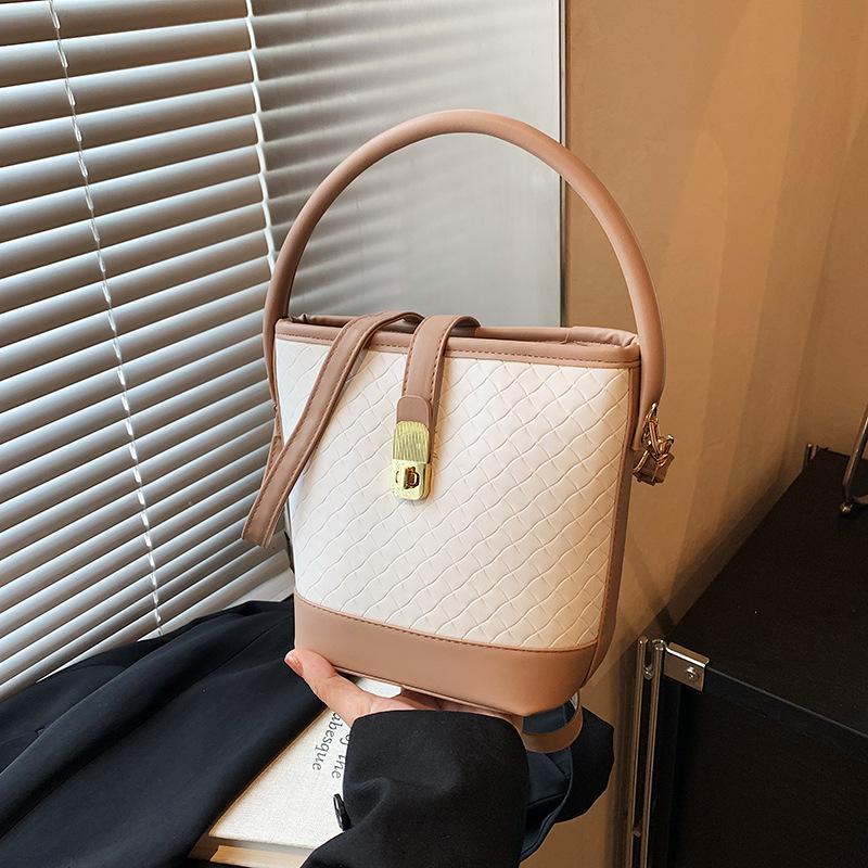 

Повседневная сумка-ведро для женщин, новая летняя модная сумка через плечо на одно плечо, текстурированная женская сумка