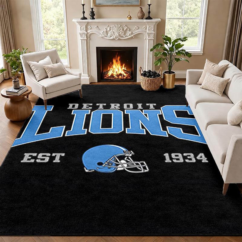Detroit Lions Carpet Door Mat for Living Room or Bedroom Protective Mat Under Chair Office Decoration Christmas Gift Birthday Present