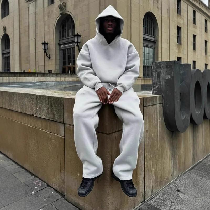 Set Tuta con Felpa con Cappuccio Casual da Uomo Donna Vestibilità Larga Misto Cotone Tuta da Ginnastica Abbigliamento Quotidiano