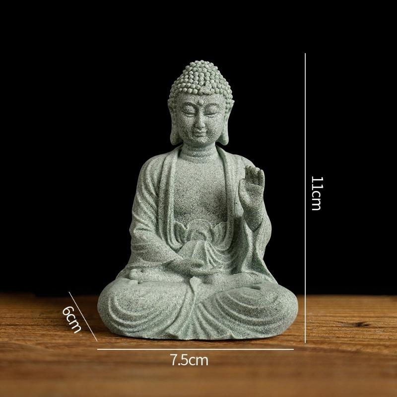 1 szt. Mini Figurka Buddyzmu Dekoracja Biurka Dekoracja Domu Statua Zen Zielony Piaskowiec Ornament Tajlandia Statua Buddy Ozdoba Ogrodowa Dekoracja Akwarium