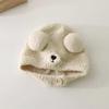 Cute Bear Baby Beanie Cap Autumn Winter Warm Infant Boys Girls Ear Protection Cap Cartoon Solid Color Toddler Hat Bonnet