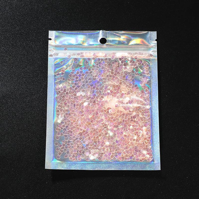 Ultra-Thin Iridescent Heart-Shaped Laser Nail Art Glitter, Seven Colors Available