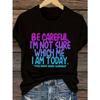 Plus Size Women Slogan Print Round Neck Short Sleeve Casual Oversized T-Shirt, Summer