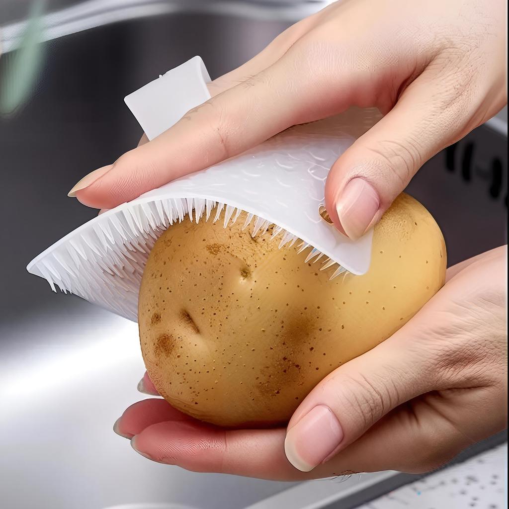 Fruit Vegetable Cleaning Brush Food-grade Silicone Potato Carrot Cleaner Brushes Kitchen Dish Scrubber Cleaning Tools Gadgets