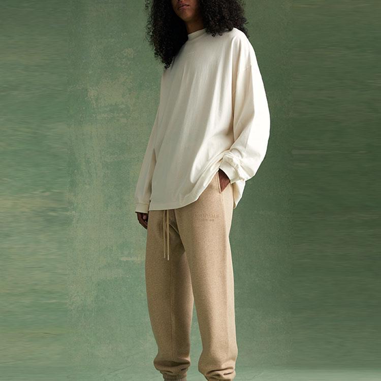 Fear of God Essentials Long-Sleeve Tee Cloud Dancer Men Tops Cream 125BT232011F