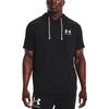 Under Armour Rival Terry Short Sleeve Hoodie With Drawstring And Solid Color Pattern Print Men Tops Black 1370396-001