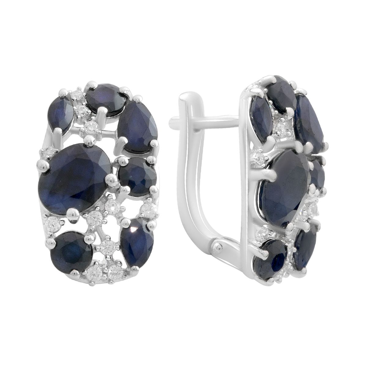 

Срібні сережки з натуральним сапфіром 7.608ct, фіанітами (2180944) сапфіровий