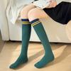 Double-Needle Combed Cotton Color Matching Color Striped Medium Tube Socks Women'S Jk Knee Calf Socks Japanese College Style