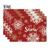 Holiday Party Supplies 4Pcs Christmas Linen Placemat Set, Cartoon Snowman Gingerbread Gnome Table Pattern Placemats Mat, Heat Resistant Place Mat for