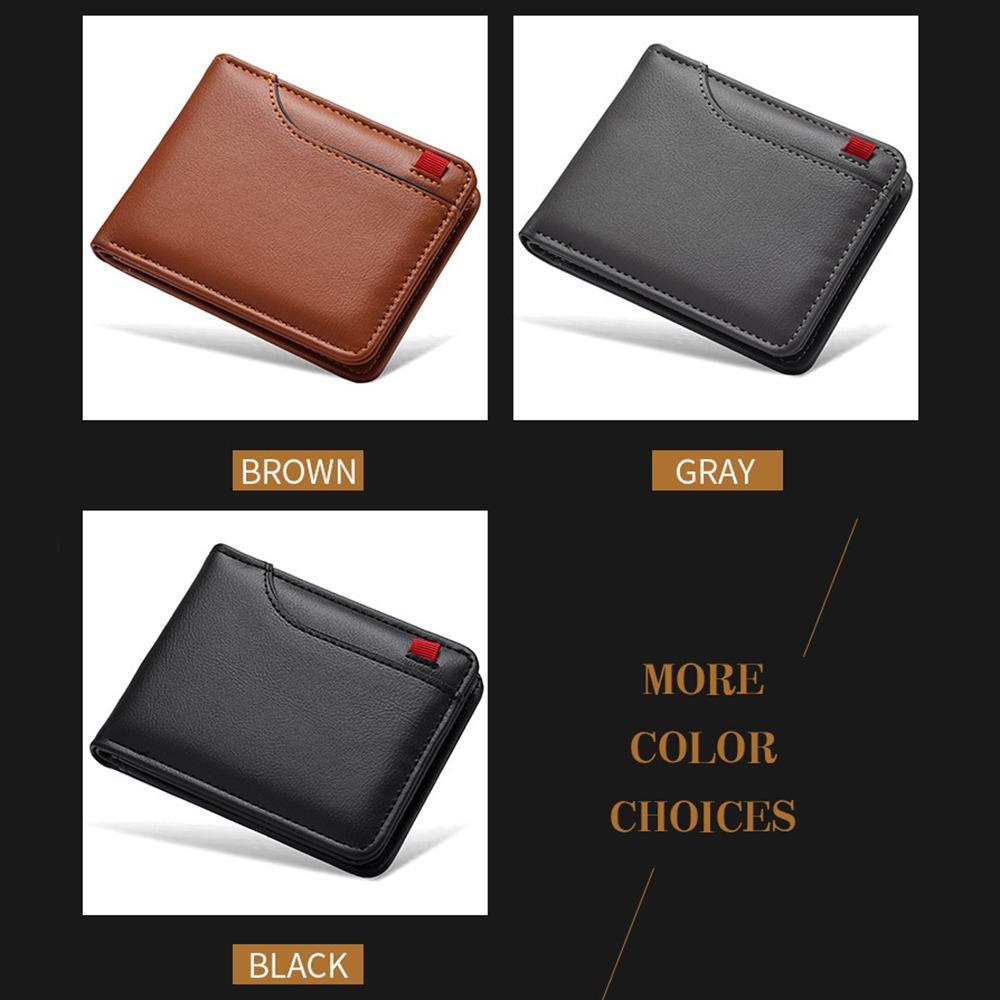 Ultra Thin Men's Short Wallet Pu Leather Coin Pocket Luxury Male Bifold Wallets  Credit Card