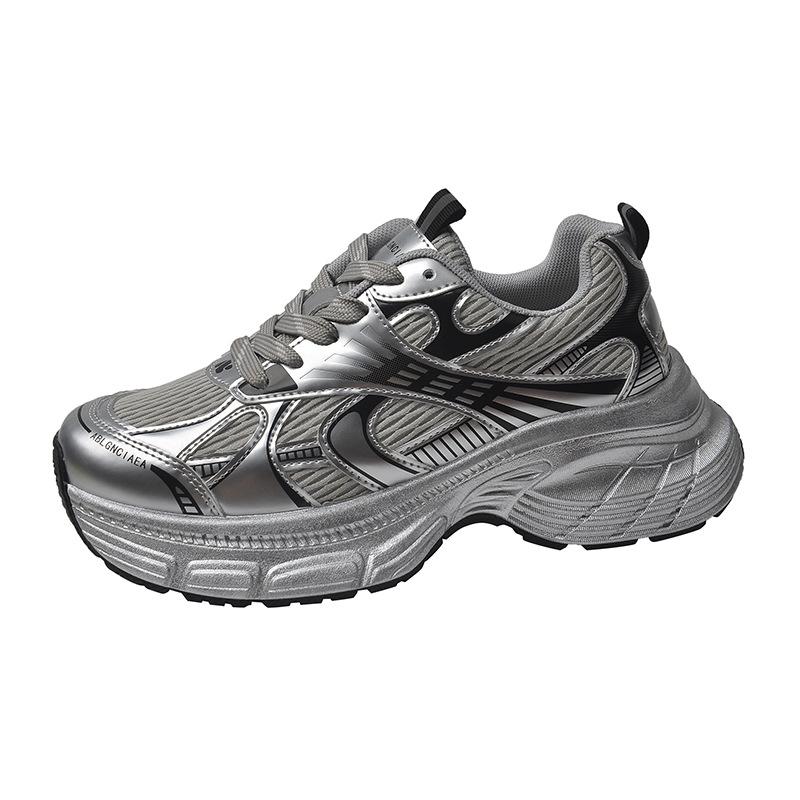 

Women s shoes white retro fried street showing feet small platform dad shoes women s new autumn height-increasing sports and leisure shoes 40 серебряный