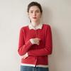 Women's Cashmere Blend Two-Tone Cable Knit Cardigan, Faux Two-Piece, Fold-Over Sweater, Loose Wool Coat